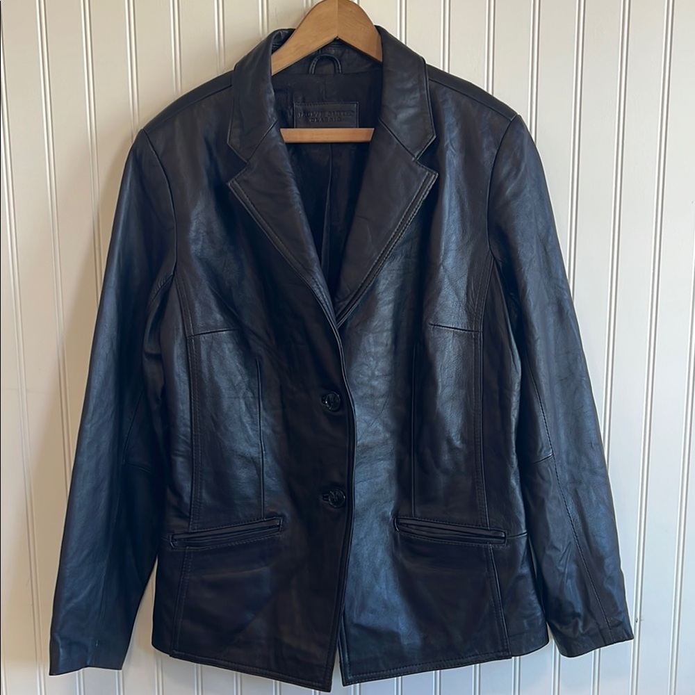 Jaclyn Smith Dark Leather Jacket buttery soft‎ women medium vintage - Picture 3 of 12